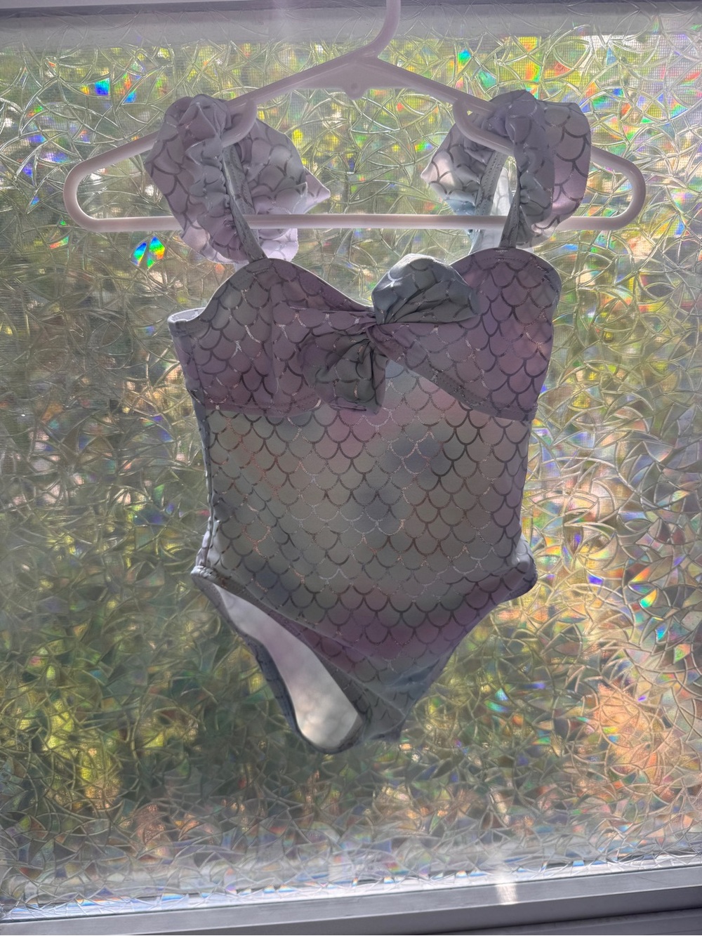 Girls' Mermaid Scale One-Piece Swimsuit w/Swim Skirt - Light Lavender